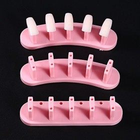 Support Faux Ongles Manucure, MAGT 3 Couleurs 1 Set Amovible Practice Nail Art Training Holder Stand + 100pcs Practice Nail T