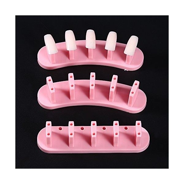 Support Faux Ongles Manucure, MAGT 3 Couleurs 1 Set Amovible Practice Nail Art Training Holder Stand + 100pcs Practice Nail T
