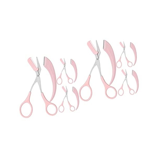 minkissy 9 Ensembles Tondeuse à Sourcils Croissant De Lune Ciseaux à Poils De Nez Rasoir Facial Femme Ciseaux à Sourcils Peig