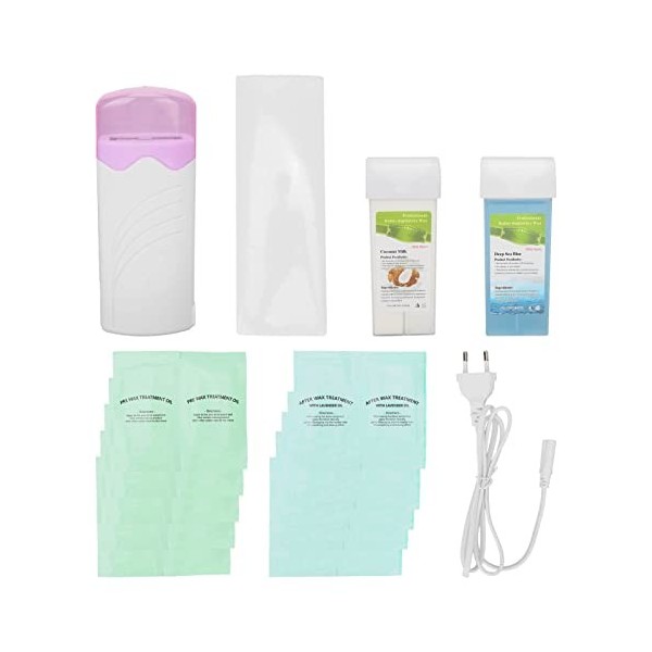 3,5 Oz 6 Pièces électrique Rouleau Chauffe-cire Ensemble Portable Rose Chauffe-cire Machine pour Femmes Hommes épilation Roul