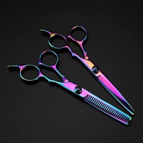 Ciseaux de coupe de cheveux, acier professionnel 440c 6 pouces 5 couleurs, ensemble de ciseaux de coupe de cheveux, outils de...