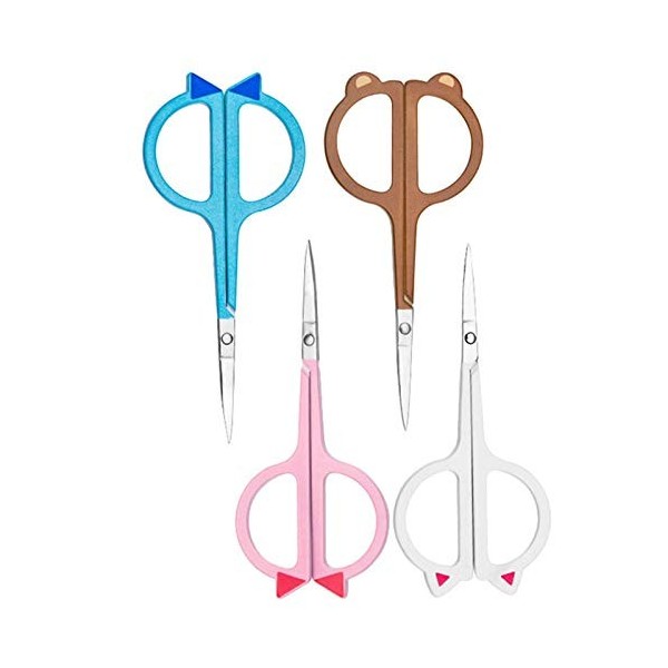 OUSIKA Ciseaux artisanaux 1pc Oreilles danimaux mignons Ciseaux à sourcils en acier inoxydable Tondeuse à sourcils Maquillag