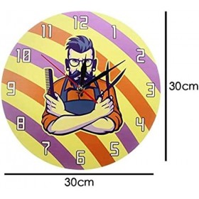 Salon de Coiffure Barbier Boutique Mur Decal Art Coloré Horloge Autocollant Coiffure Coiffeur Coiffeur Décoration Salon-30X30