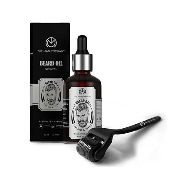 The Man Company Beard Booster Duo, Derma Roller + Beard Oil, Activates Hair Follicles, Accelerates Beard Growth, Fuller & Thi