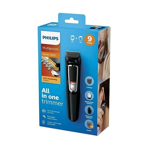 TONDEUSE MULTISTYLE 60MN NIMH 9ACC LAME 32MM CHEVEUX BARBE NEZ OREILLES PHILIPS - MG3740/15