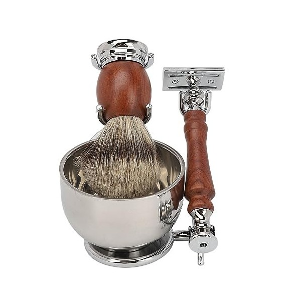 Ensemble de Brosse pour Bol à Barbe, Ensemble de Bol à Barbe Manuel Longue Durée Vintage Complet en Alliage Durable Stockage 