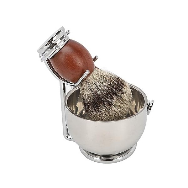 Ensemble de Brosse pour Bol à Barbe, Ensemble de Bol à Barbe Manuel Longue Durée Vintage Complet en Alliage Durable Stockage 