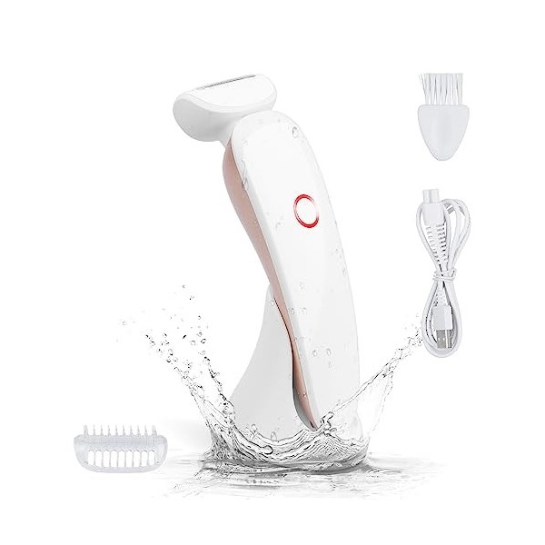 Rasoir électrique pour femme pour le visage, les jambes, les aisselles, le bikini humide et sec, rechargeable IPX7, étanche a