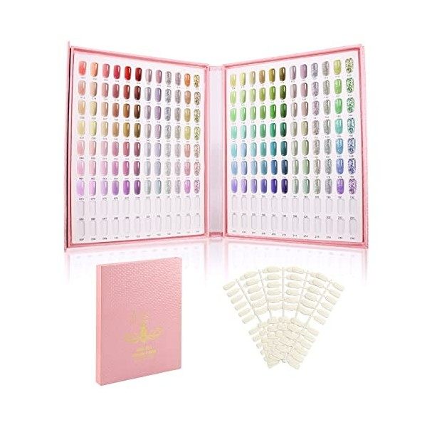 Segbeauty Nail Affichage Graphique Couleur, 216 Colores, avec 288 Faux Ongles, Présentoir Nuancier pour Vernis à Ongles, Prat