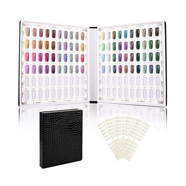 Segbeauty Nail Affichage Graphique Couleur, 216 Colores, avec 288 Faux Ongles, Présentoir Nuancier pour Vernis à Ongles, Prat