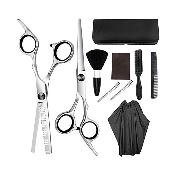 WJY Ciseaux de Salon de Coiffure Professionnel Set, 6.7in 10 pièces Set de Ciseaux Professionnels de Coiffure Ciseaux Amincis