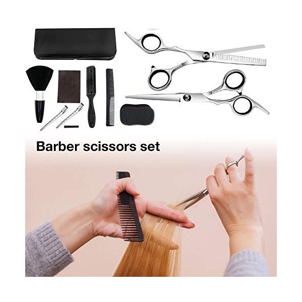 WJY Ciseaux de Salon de Coiffure Professionnel Set, 6.7in 10 pièces Set de Ciseaux Professionnels de Coiffure Ciseaux Amincis