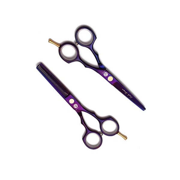 Professionnel Coupe de Cheveux 5.5 Pouces Violet Barber Ciseaux Amincissants Ciseaux Haut de Gamme Scénographie Coiffure 6CR 