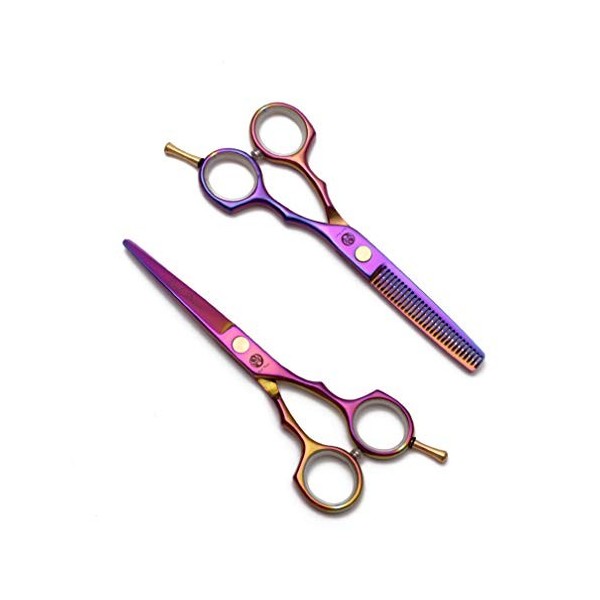 Coupe Professionnelle Cheveux 5,5 Pouces coloré Barber Ciseaux Amincissants Ciseaux Haut de Gamme Scénographie Coiffure 6CR A