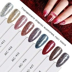 XINTON 100 Pièces Nuancier Ongle, Presentoir Ongles Cartes de Couleur Montrer Forme Déventail, Transparentes