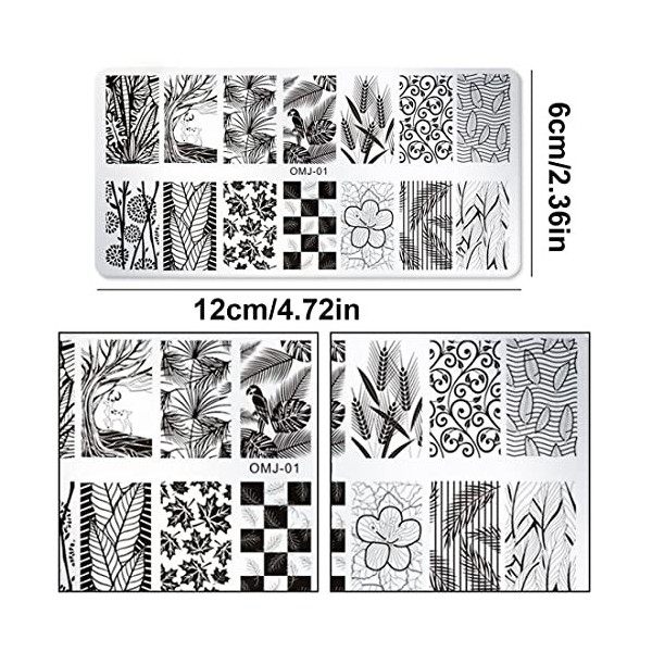 XPEX Lot de 2 plaques destampage pour nail art, modèle de conception dimage de thème pour la conception dart dongles, imp