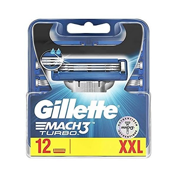 Gillette Lames de rasoir MACH3 Turbo pour les hommes, pack de 1  1 x 12 pièces 