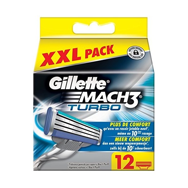 Ancienne Version Gillette Mach3 Turbo Lames de Rasoir Pack de 12