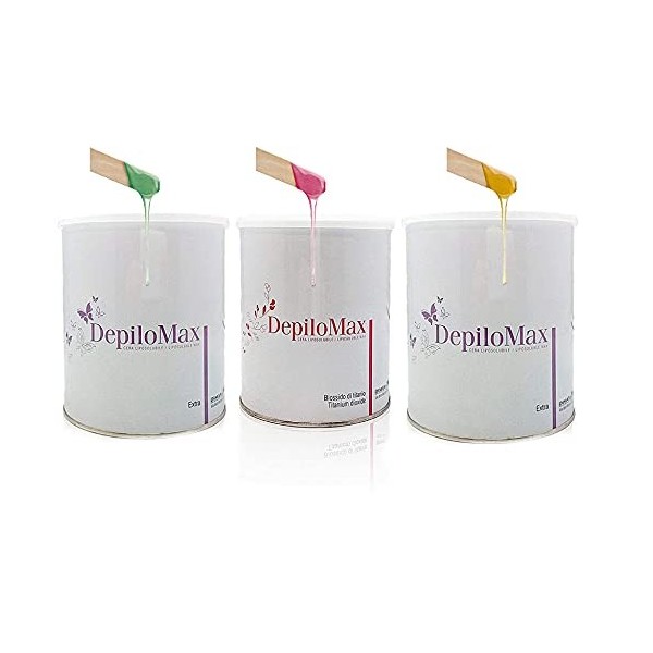 BeautyfulCenter | Purewax | 3 Cires épilation en pot Couleurs mixtes 1 pot Rose / 1 Pot Jaune / 1 Pot Vert 800 ml, Offre dé