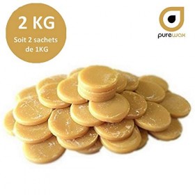 Purewax | Galets de cire à épiler | MIEL JAUNE | 2 sachets de 1KG | épilation sans Bande | Jambes | Aisselles | bras | corps 