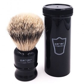 Parker Safety Razor 100% Silvertip Voyage Brosse rasage avec étui, Noir