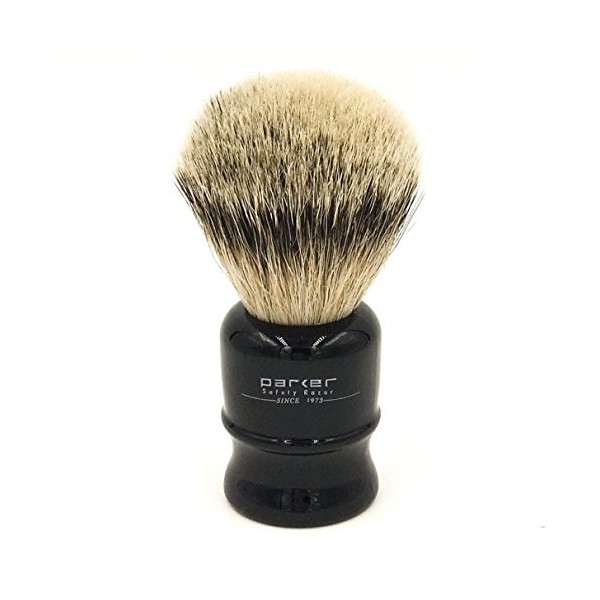 Parker Safety Razor 100% Silvertip Voyage Brosse rasage avec étui, Noir