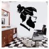 Décalques en vinyle pour salon de coiffure Coupe et rasages de cheveux Poster mural fenêtre murale Hipster Man Barbier autoco