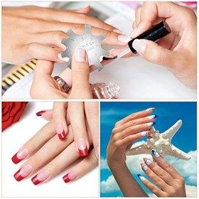 Coupe Ongles French, 6 Pièces Manucure Pochoir Ligne en Acier Inoxyable avec 1 Pièce Éplucheur d’Ongles et 1 Pièce Repousseur