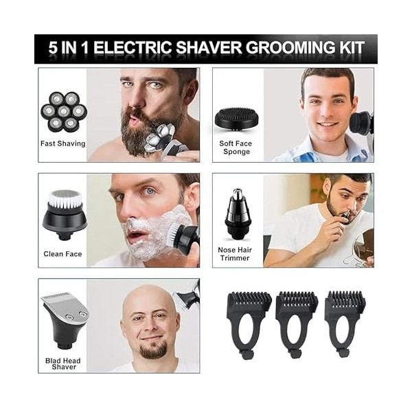 Rasoir électrique puissant pour cheveux de barbe pour hommes, kit de toilettage pour le corps, rasoir électrique, robot cool,