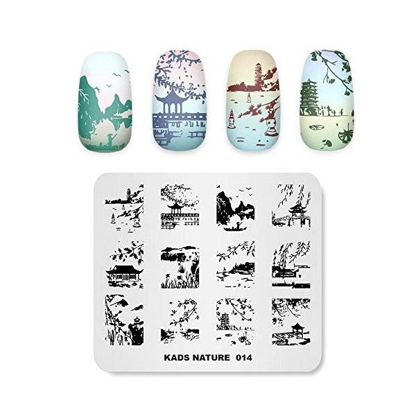 Alexnailart Plaques destampage Nail Art Gabarits de mannequin manucure style chinois West Lake Paysage naturel Peinture à l