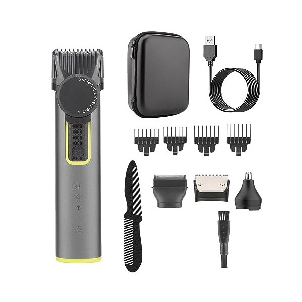 Tondeuse à barbe électrique 4 en 1 pour homme - Professionnelle sans fil - Rechargeable - Étanche - Mobile - Tondeuse à cheve