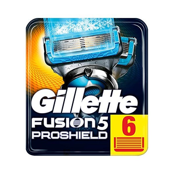 Gillette Fusion 5 Proshield Chill Lames de Rasoir Homme, Pack de 6 Lames de Recharges, Ancienne Version