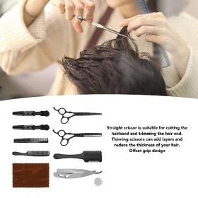 Ensemble de Ciseaux de Coupe de Cheveux Professionnels avec Cisailles en Acier Inoxydable pour Salon de Coiffure - Prise en M