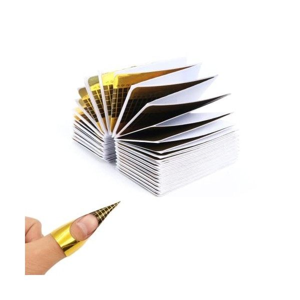 50 Pièces Chablon Papier pour Gel Nails Art, Rallonge Décran pour Ongle Nail, Auto-AdhéSif Chablons Papiers, Extension Stick