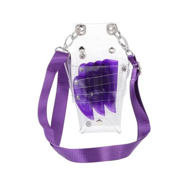 FRCOLOR 2 Pièces Outil De Taille Multi-Ceinture Coiffure Violet Salon Transparent Porte-Peigne Clips Kit Ciseaux Professionne