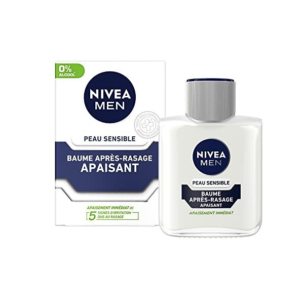 NIVEA MEN Peau Sensible Baume Après-Rasage 2 x 100 ml , Soin Après-Rasage enrichi en Camomille & Hamamélis, Soin visage pour