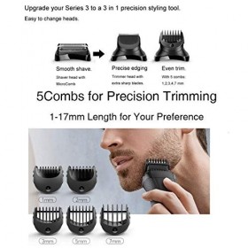 5 Guide Ensemble Peigne pour Braun Series 3 + lame de rasoir de rechange pour tête de rasoir BT32, Peigne de Fixation de Rech