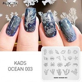KADS Lot de 5 plaques de stamping pour nail art, série océan