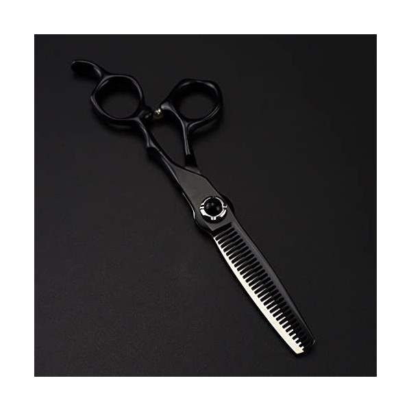 Ciseaux de coupe de cheveux professionnels en acier 440c, 6 pouces, noirs, ciseaux de coupe de cheveux, ciseaux amincissants,