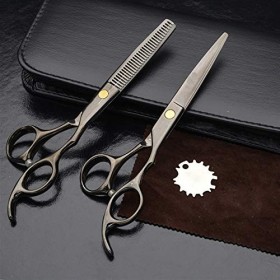 Kit de ciseaux de coupe de cheveux 6,0 pouces noir barbier coiffure coiffeur ciseaux de coupe de dents ciseaux amincissants e