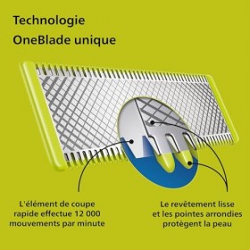 Philips OneBlade&nbsp;Original hybride Visage&nbsp;+&nbsp;Corps - Tondeuse à barbe électrique, tondeuse corps et rasoir, 2&nbsp;lames Original po
