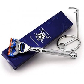 Ensemble rasoir à 5 lames en acier inoxydable compatible avec cartouche de rasage et support en acier inoxydable – Sélection 