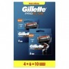 Gillette ProGlide Recharges De Lames De Rasoir Pour Homme, 10 Recharges De Lames, Pack 6 + 4 Lames, Rasage Confortable
