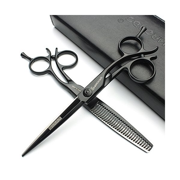 Sharonds outil de cheveux haut de gamme 6 pouces 440C noir ciseaux de coiffeur salon de coiffure professionnel dédié scissor