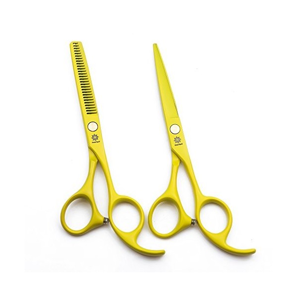 Dream Reach Lot de ciseaux à cheveux professionnels 14 cm jaune 5.5 Inch