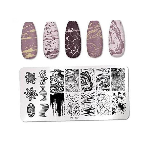 Onsinic Plaques Destampage des Ongles Modèle Marbre Nail Art Plaque Stencil Outils Pochoir en Acier Inoxydable Modèle Desta