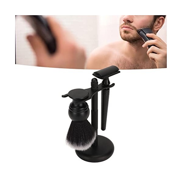 3PCS Trimming Brush Set Black Beard Care Safety Trimming Blade Brushes Kit Avec Support De Support Pour Hommes