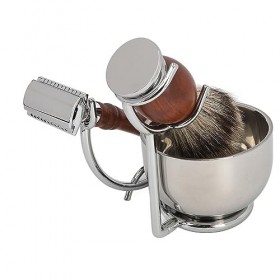 TYCIONG Manuel Tondeuse À Barbe Kit Alliage Barbe Brosse Coupe Stand Bol Kit Stand Kit pour Hommes Mâle