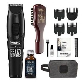 Wahl and Peaky Blinders Tondeuse à barbe rechargeable pour homme, tondeuse à poils faciaux, huile à barbe, soin de la barbe, 
