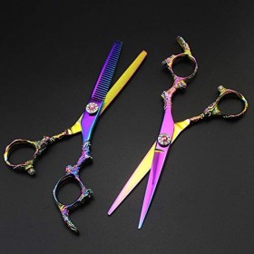 Ciseaux de coupe de cheveux, professionnels 6 pouces 440c avec poignée dragon, ciseaux de coupe, ciseaux amincissants, outils...
